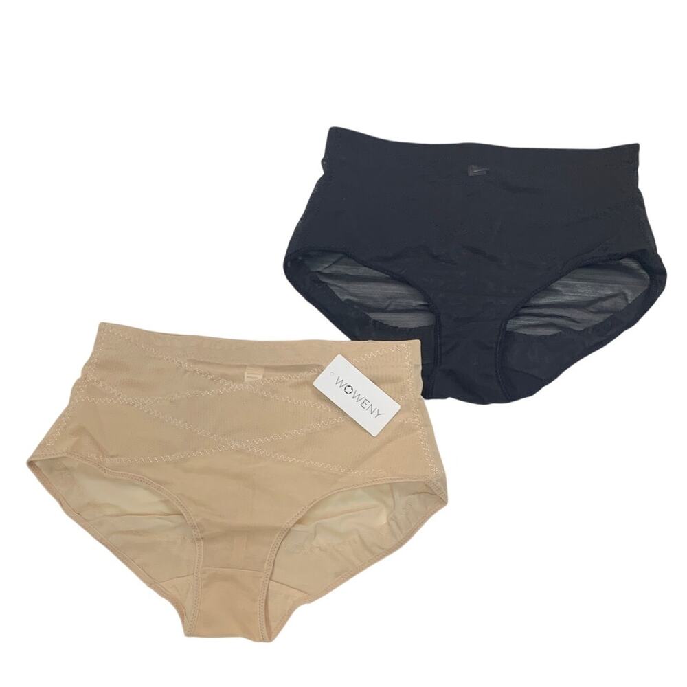 2 NWT New Woweny Womens 2XL PolySpandex Tummy Control Shapewear Briefs Underwear